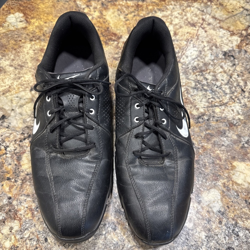 Nike Durasport III Leather Black Golf Shoes 628527-002 Soft Spikes Size 12